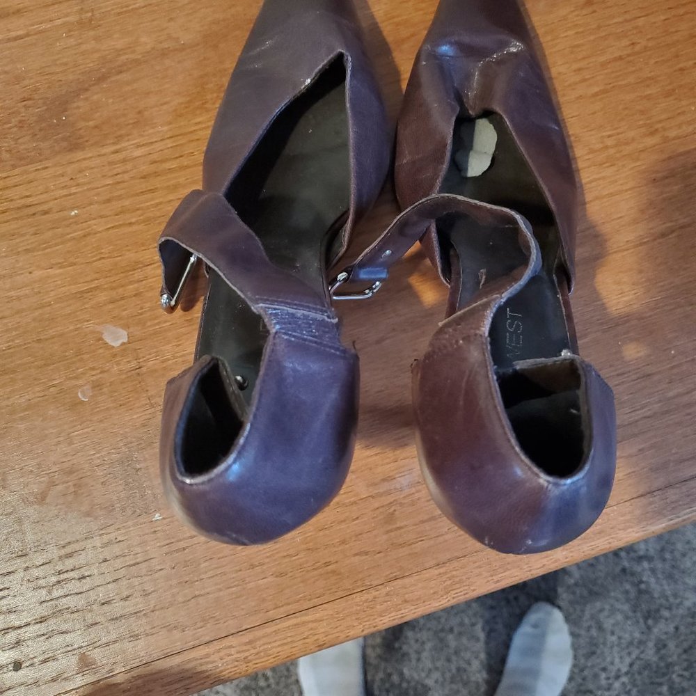 Brown leather heels